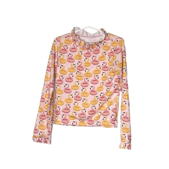 Janie and Jack Tops - Janie And Jack Girls long sleeve Swim cover up Top shirt pink flamingos Size 6